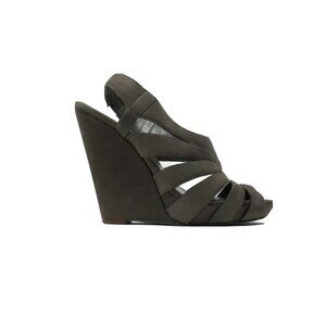 Ash Womens Size 38 Green Mega Sandal Leather Open Toe Wedge Heel Slingback Shoe